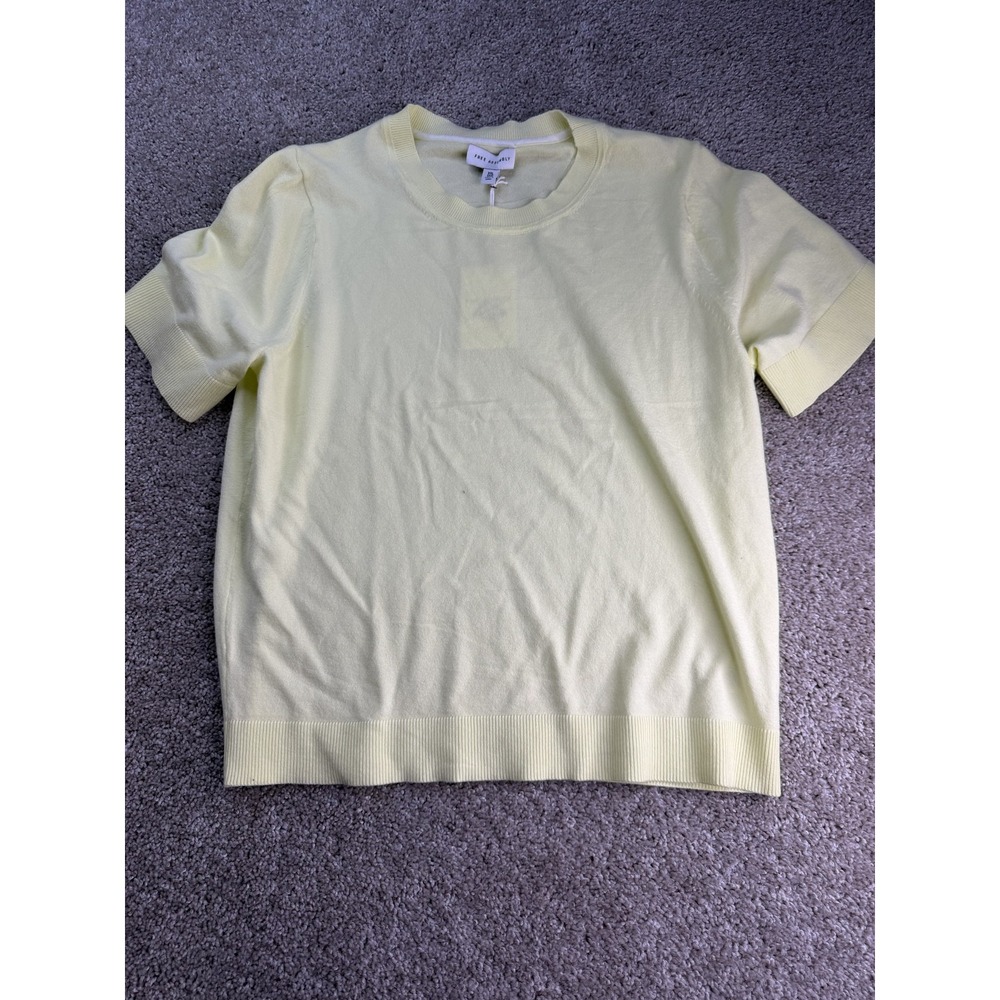 Free Assembly Sweater Womens 2XL Yellow Knit Short Sleeve Crew Neck Pullover